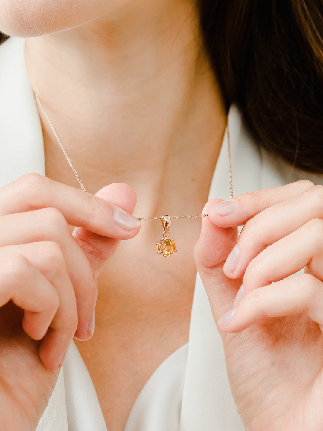 Bianca Necklace (Citrine) - Rose Gold Plated