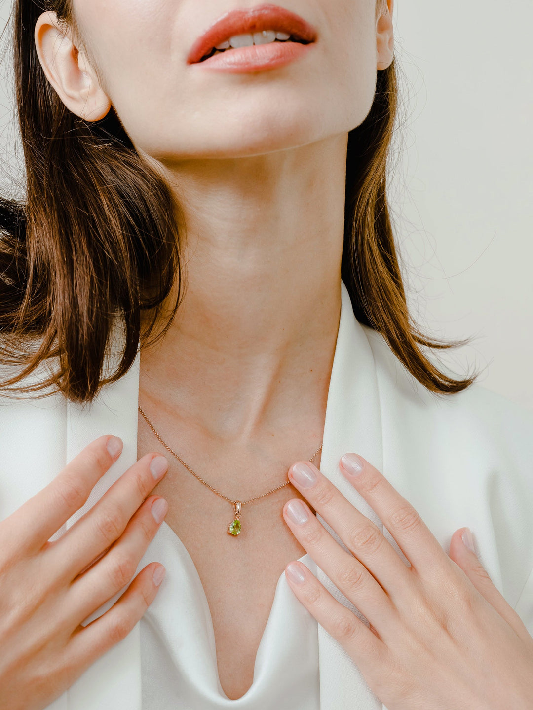 Laura Necklace (Peridot) - Rose Gold Plated