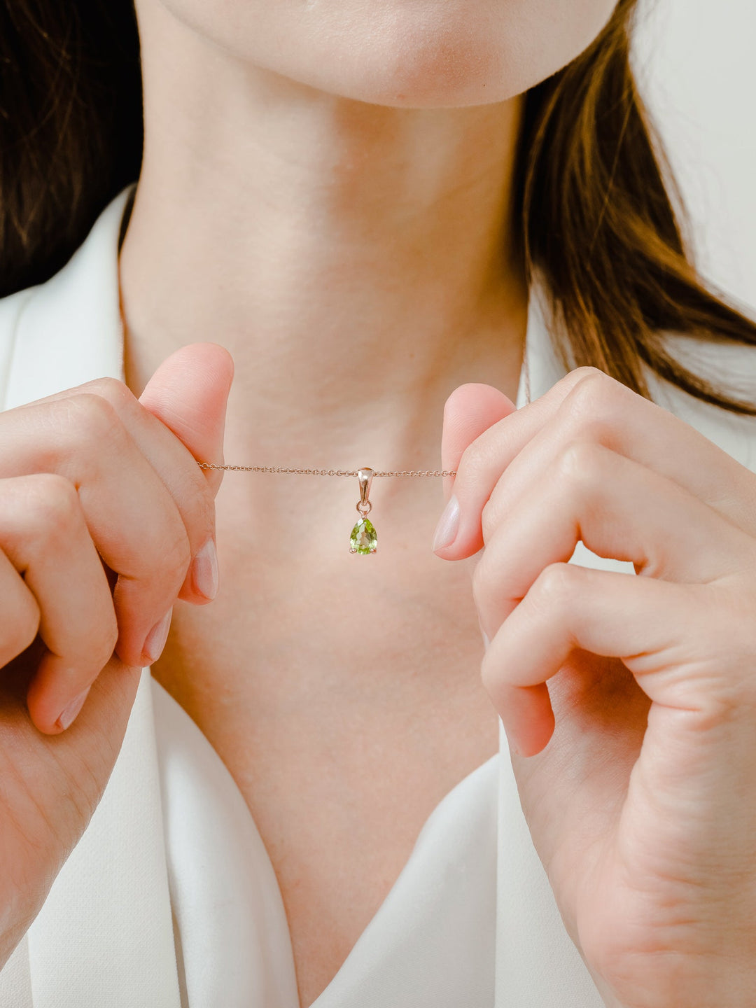 Laura Necklace (Peridot) - Rose Gold Plated