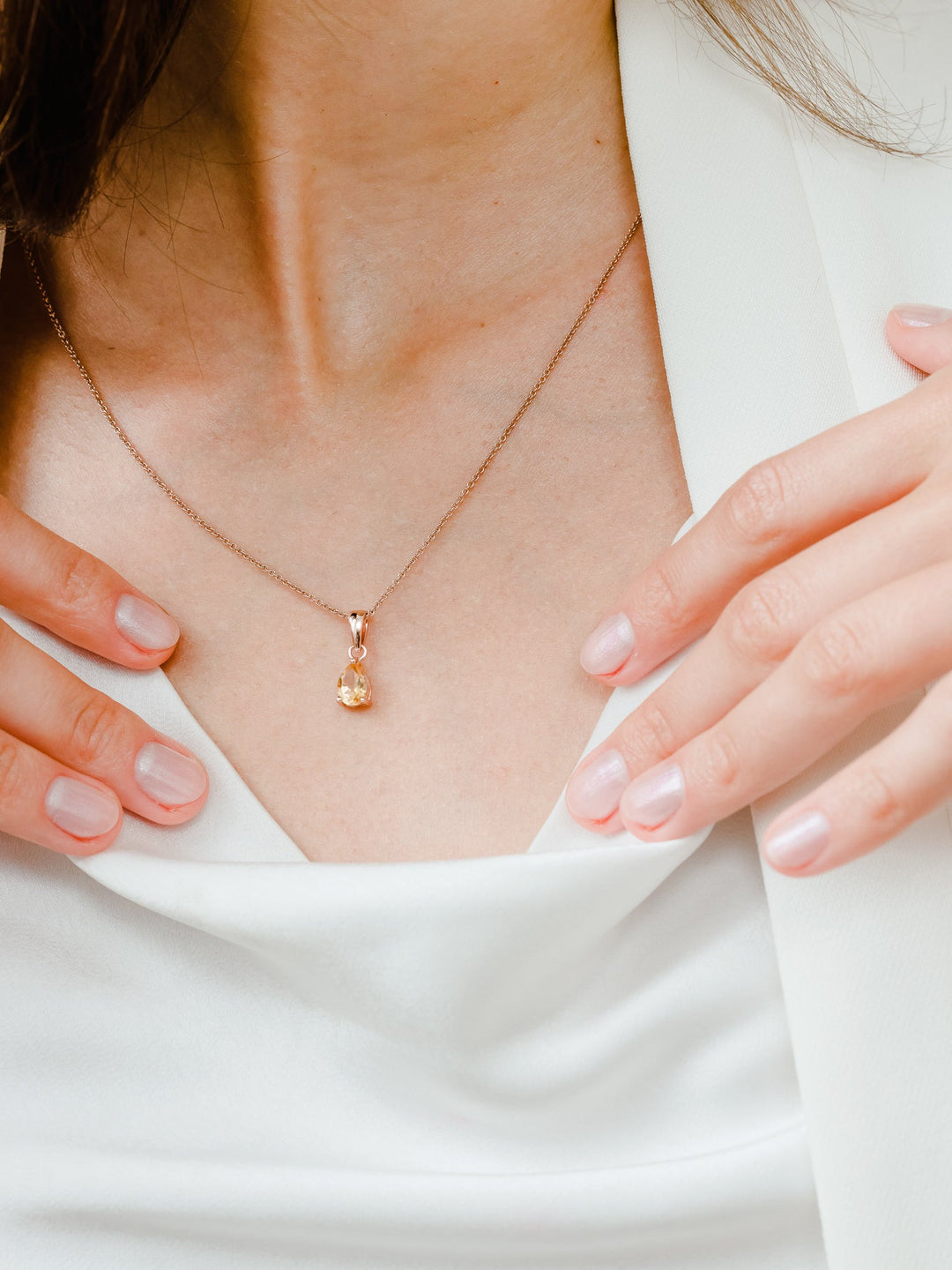 Laura Necklace (Citrine) - Rose Gold Plated