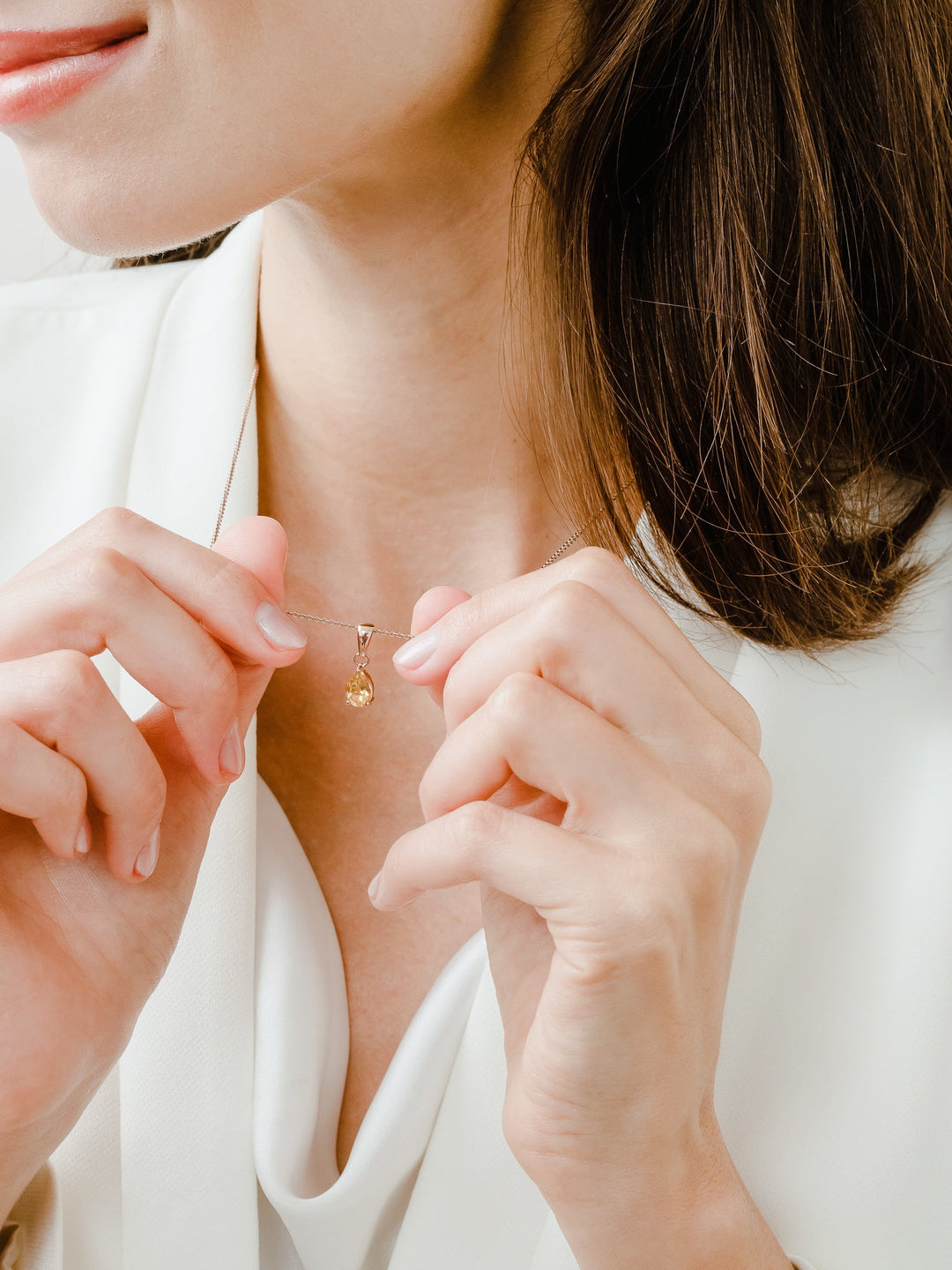 Laura Necklace (Citrine) - Rose Gold Plated
