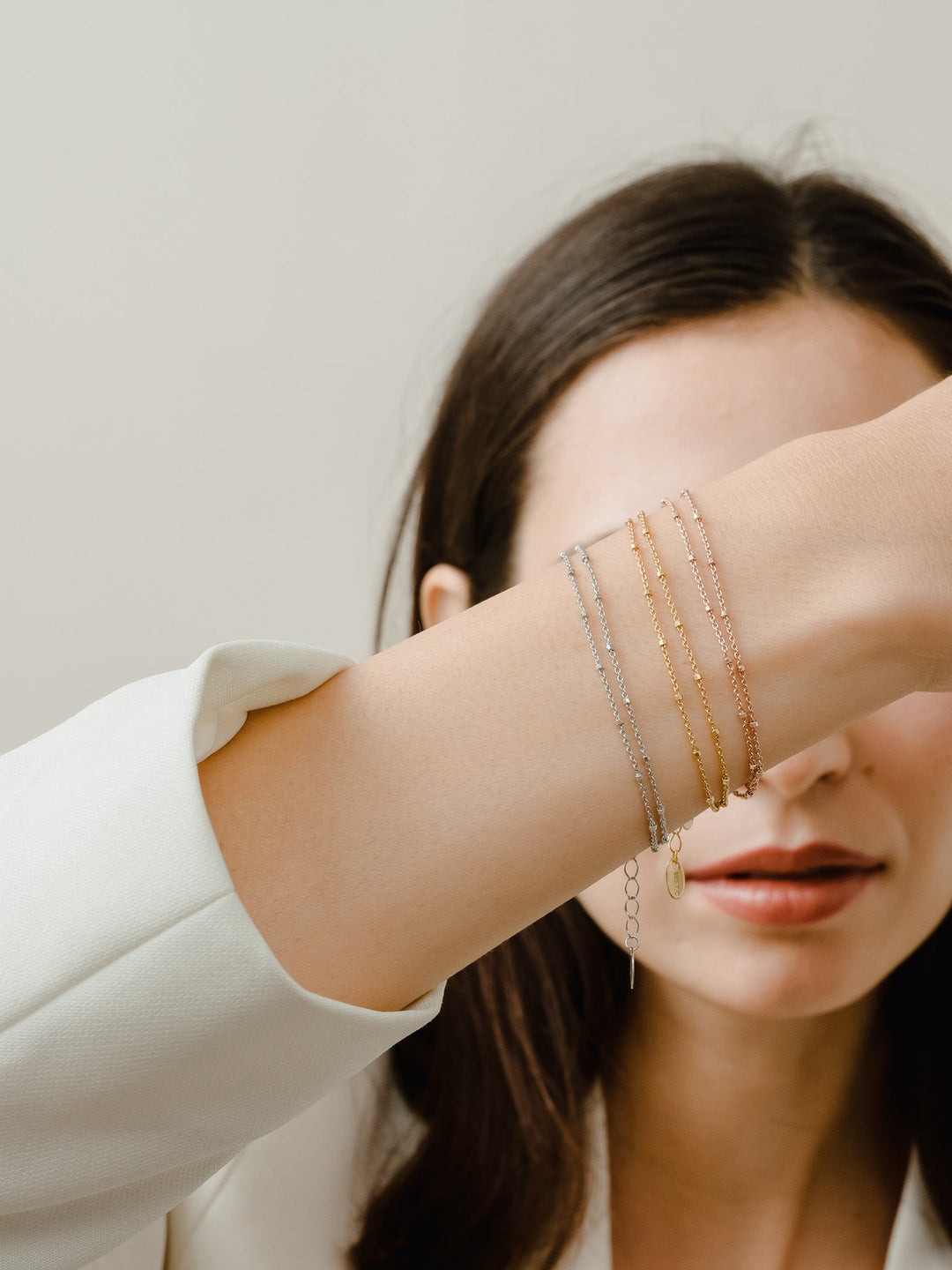 Mira Double Chain Bracelet - Rhodium Plated