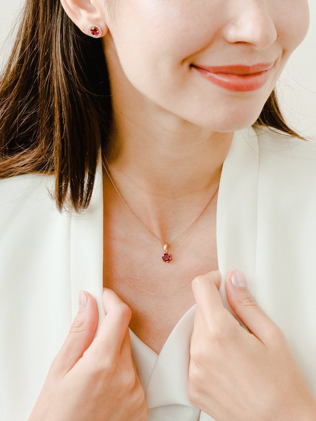 Bianca Necklace (Rhodolite Garnet) - Rose Gold Plated