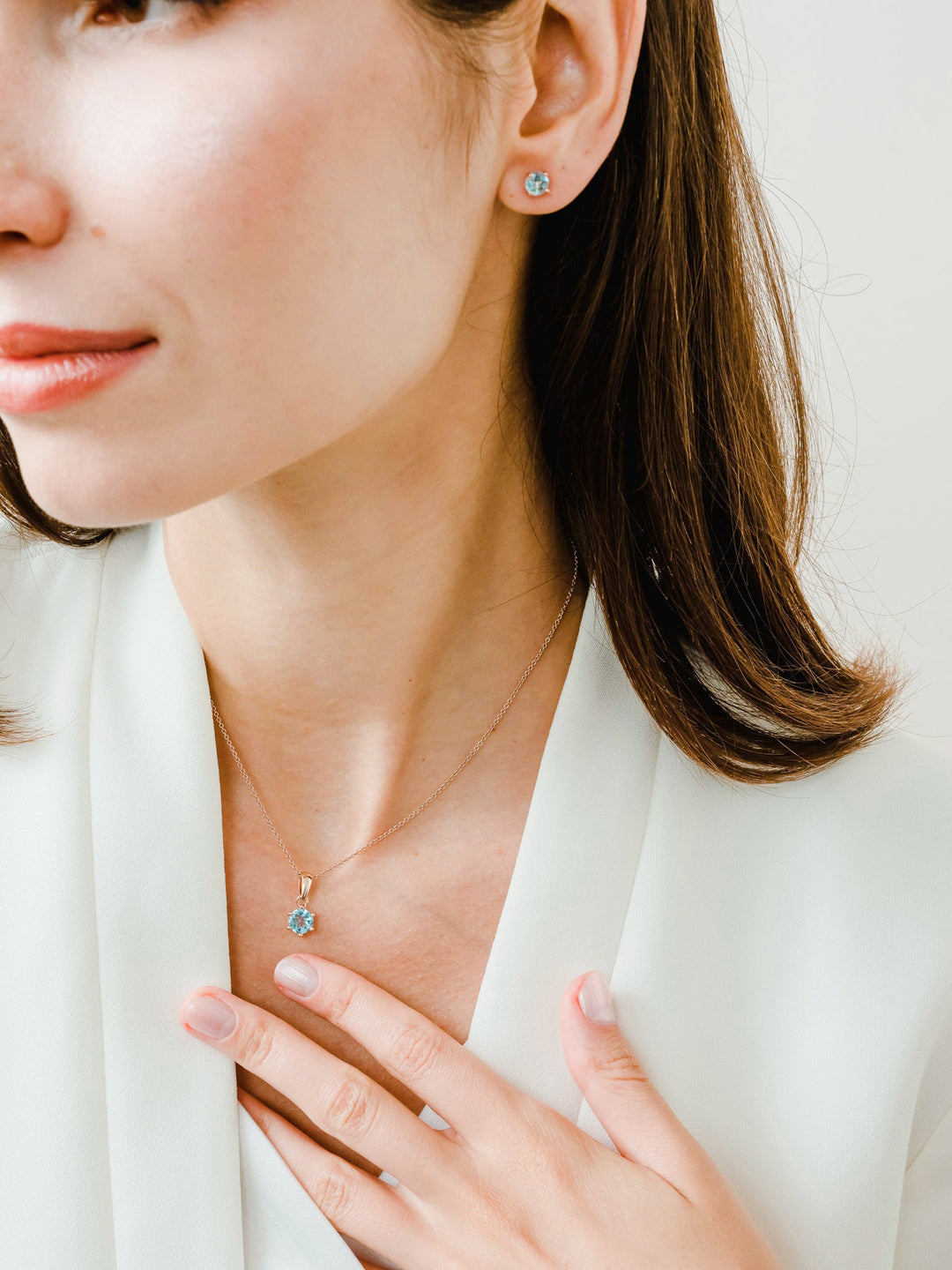 Bianca Necklace (Sky Blue Topaz) - Rose Gold Plated