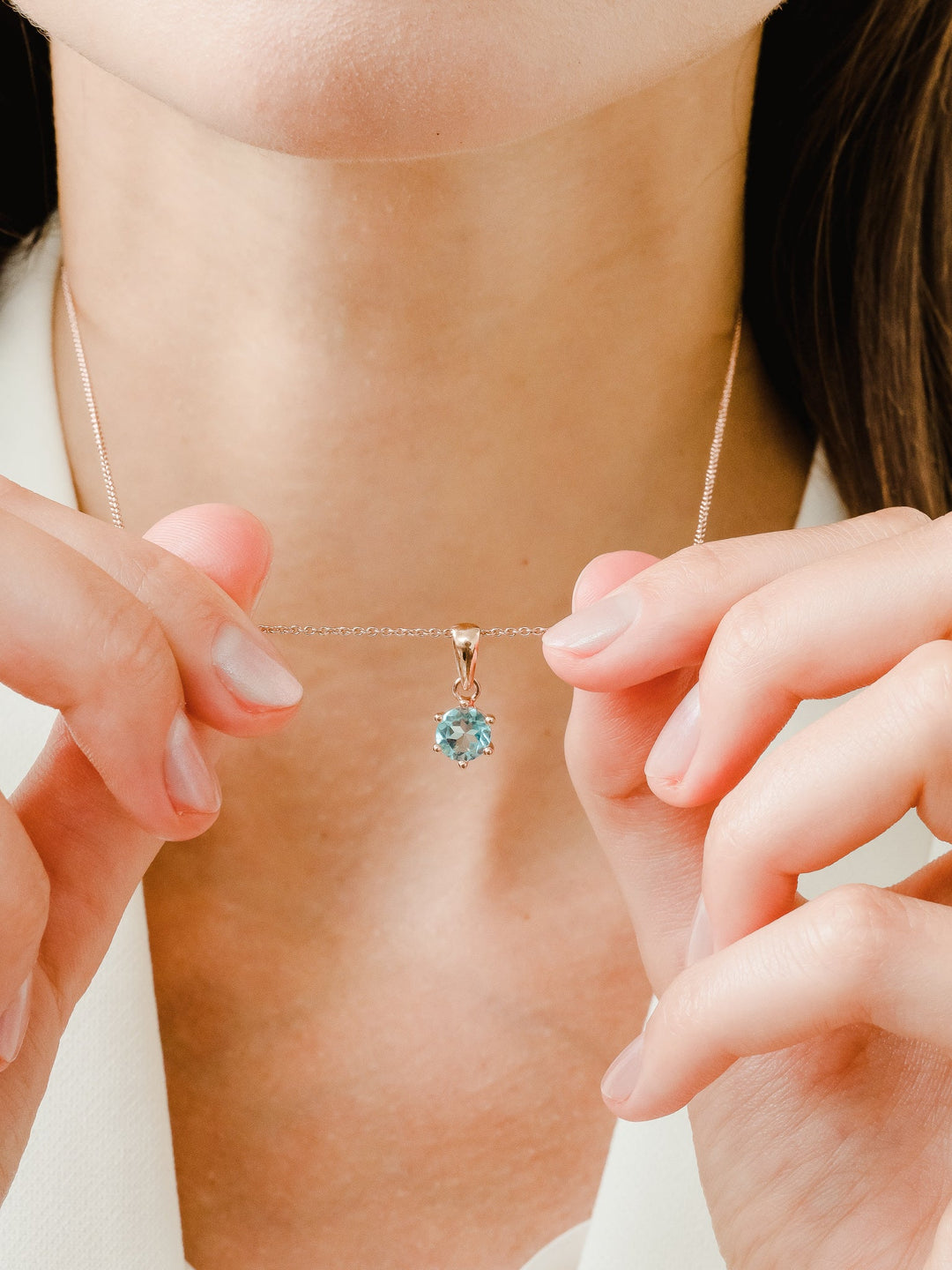 Bianca Necklace (Sky Blue Topaz) - Rose Gold Plated