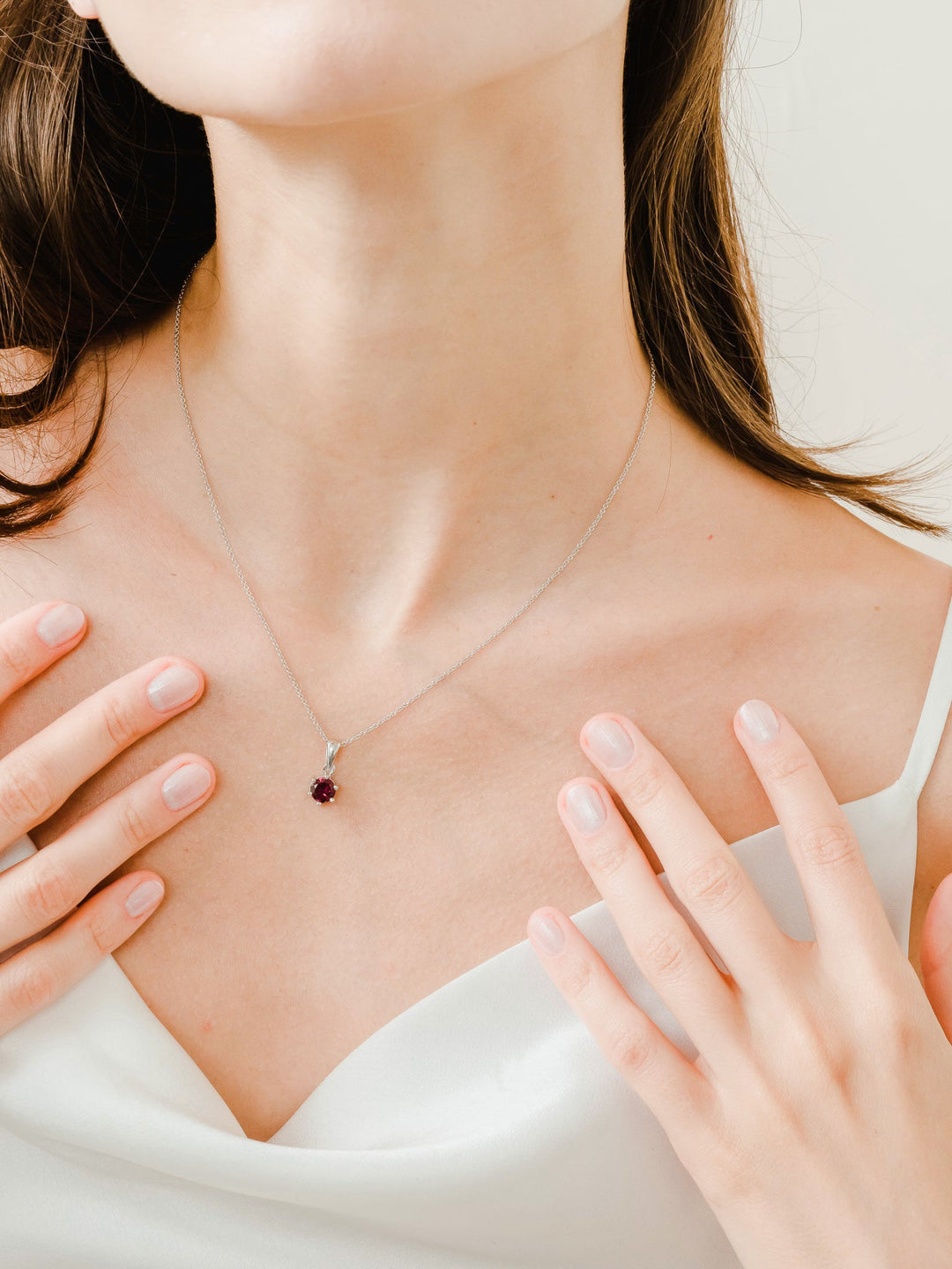 Bianca Necklace (Rhodolite Garnet) - Rhodium Plated