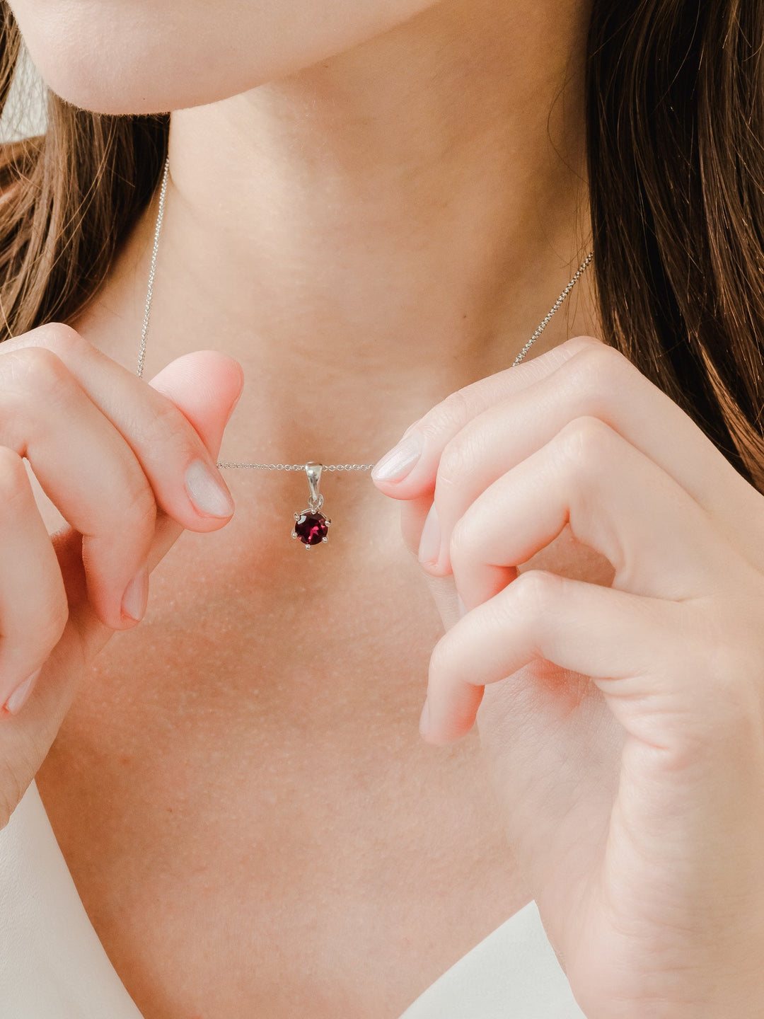 Bianca Necklace (Rhodolite Garnet) - Rhodium Plated