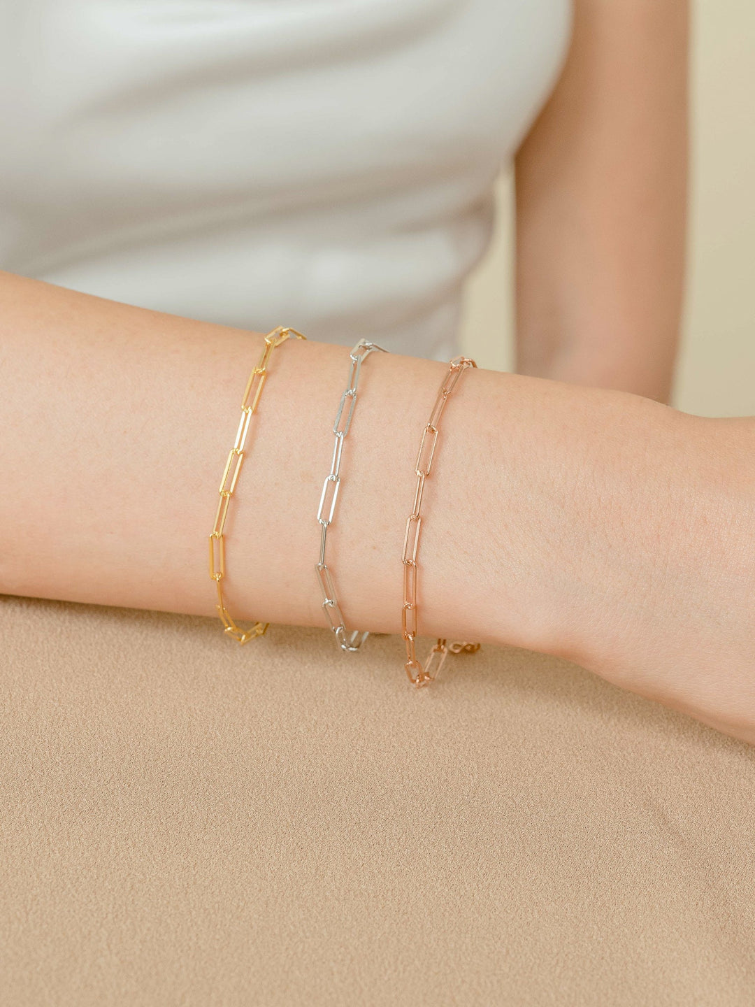 Mae Link Bracelet - Rhodium Plated