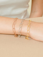Load image into Gallery viewer, Mabel Link Thick Bracelet - Rhodium Plated
