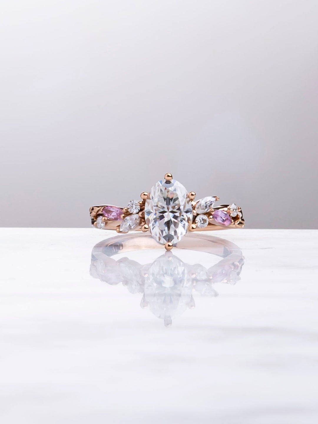 Jovyn Ring-Sapphires and Moissanites-18K Rose Gold