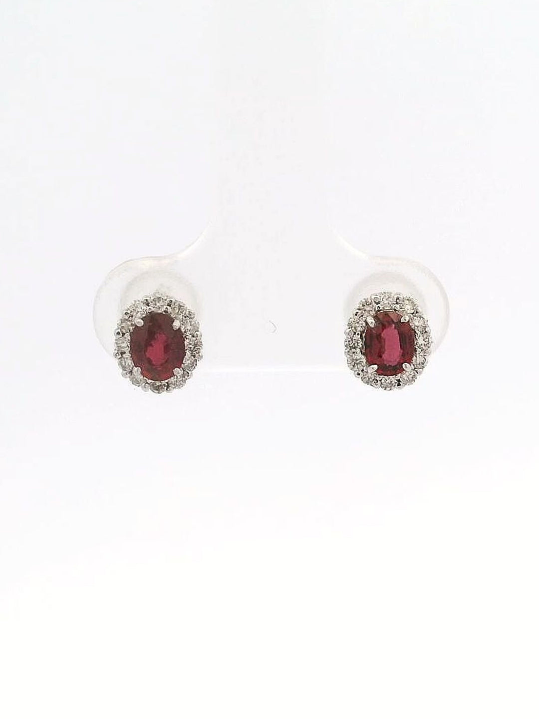 Ruby Oval 18K White Gold Earrings