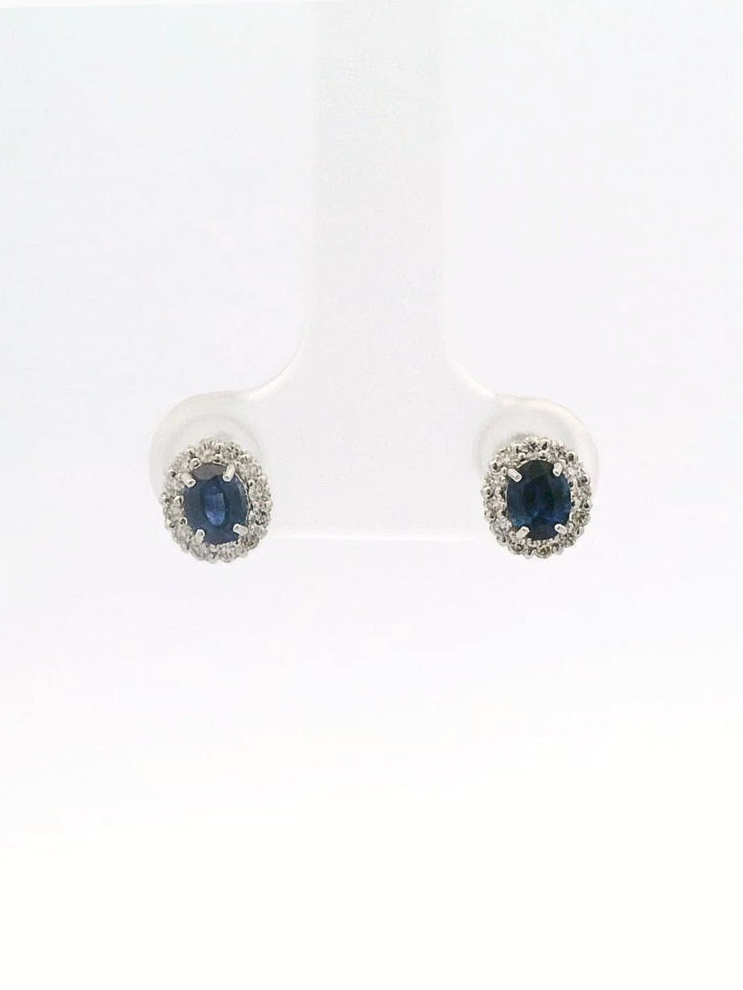 Blue Sapphire Oval Platinum Earrings