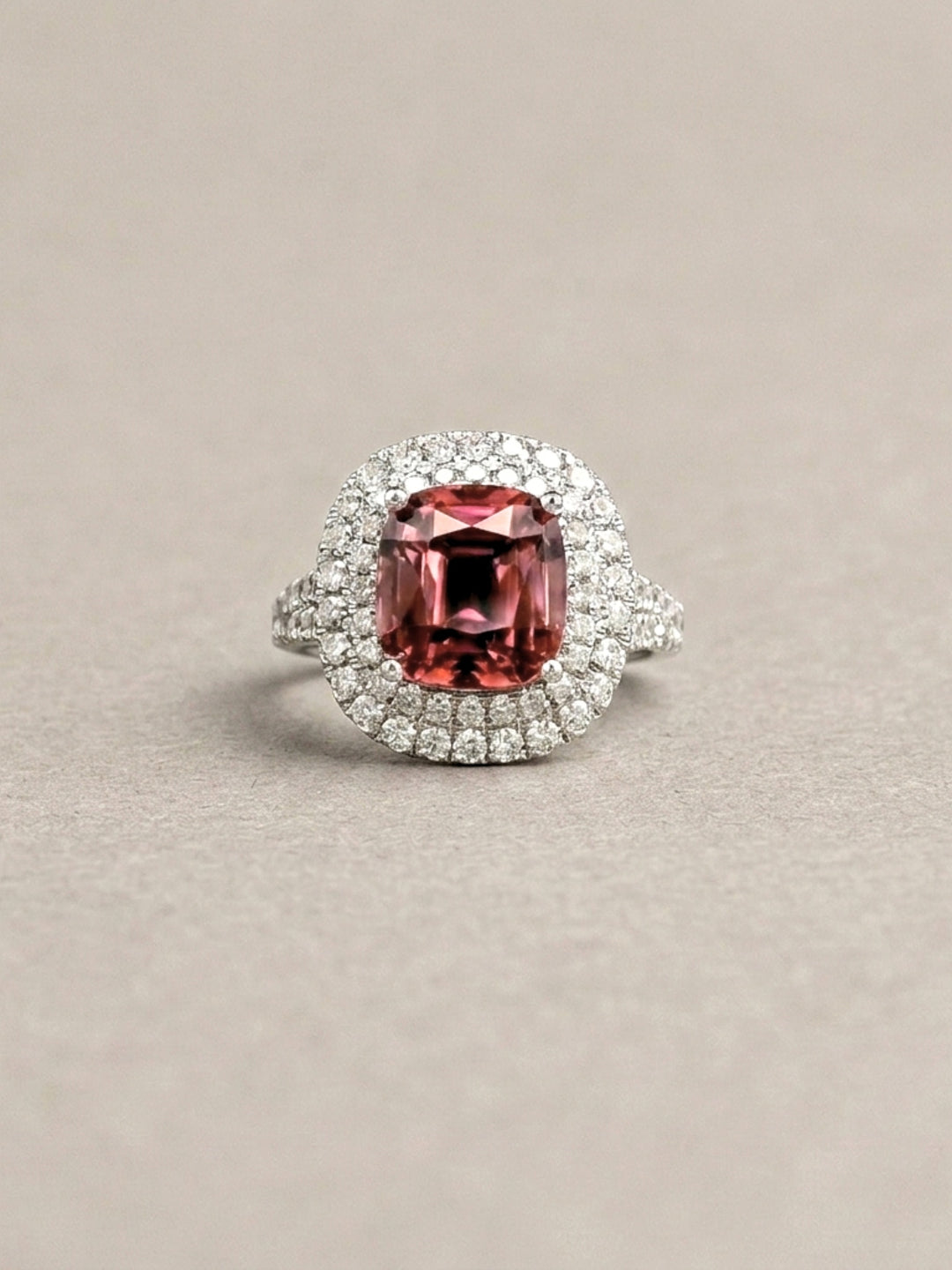 Isabella Ring - 3.40 Ct Tourmaline & Lab Diamonds - 14K White Gold