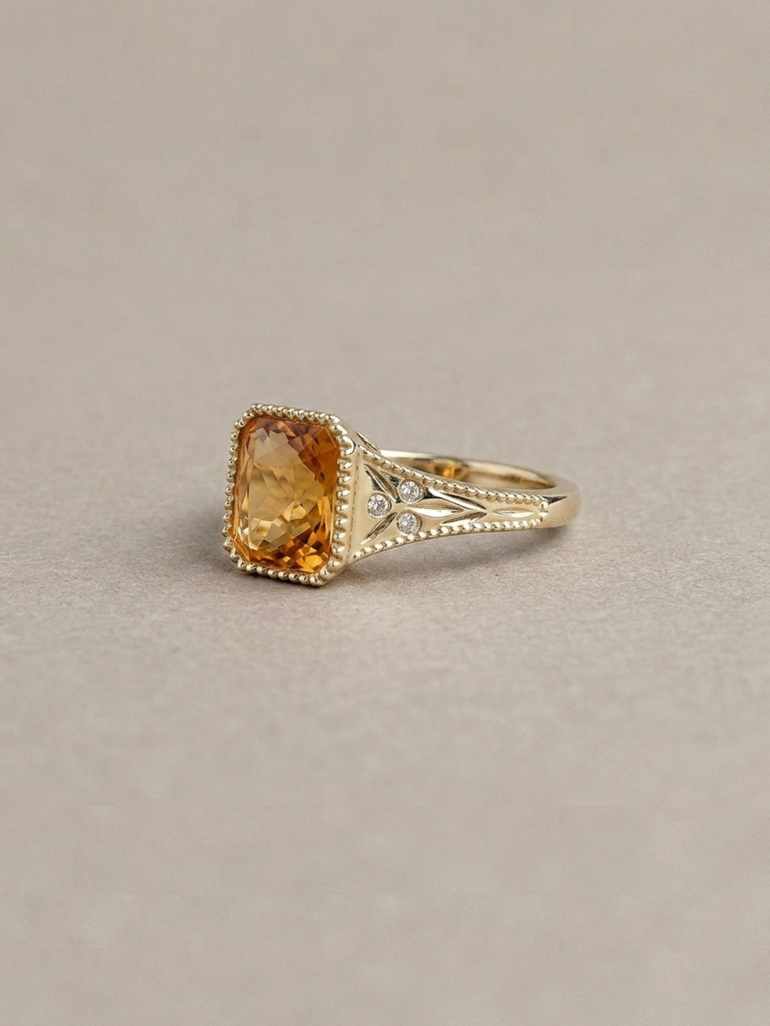 Jasper Ring - 2.25Ct Grossularite Garnet & Lab Grown Diamonds - 18K Champagne Gold