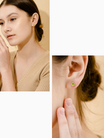 Load image into Gallery viewer, Lynn Earring (Peridot) - Rhodium Plated
